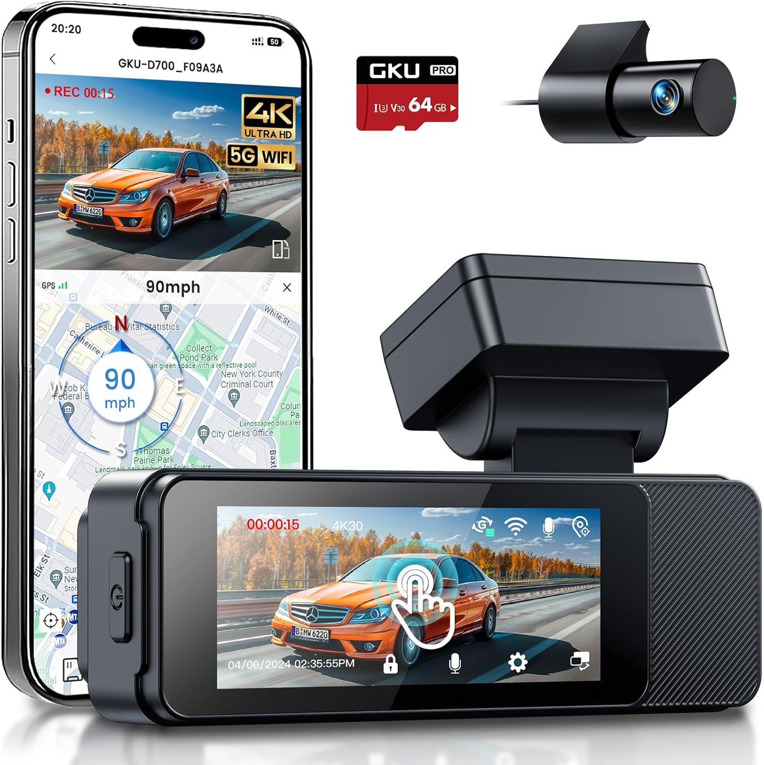 GKU Dash Cam Front and Rear